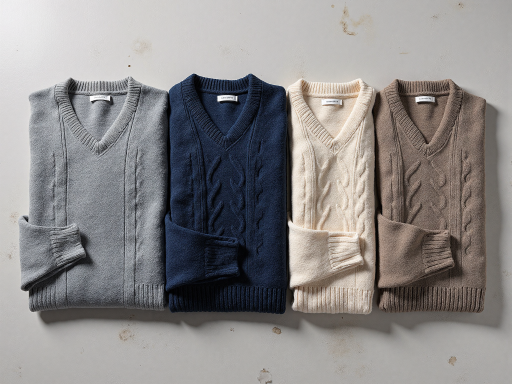 Elegant sweater collection showcasing various styles from casual to formal wear, featuring different colors and sophisticated designs